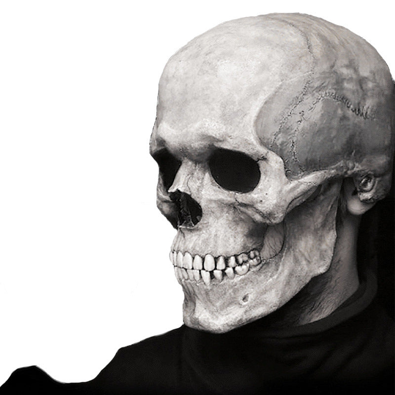 💀 Movable Jaw Skull Mask – Full Head Latex Helmet