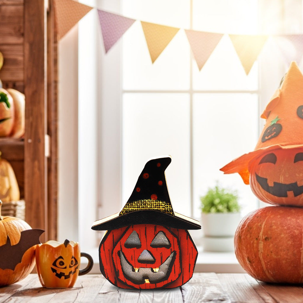 Wooden Pumpkin Lamp