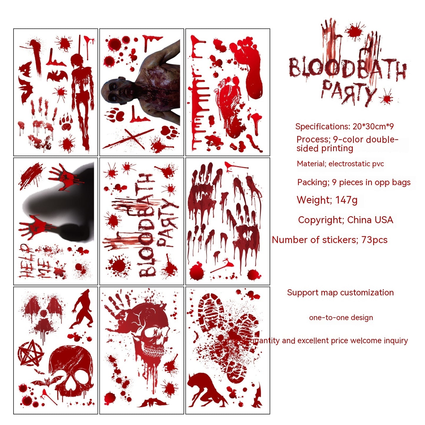 Bloody Hand & Footprint Stickers