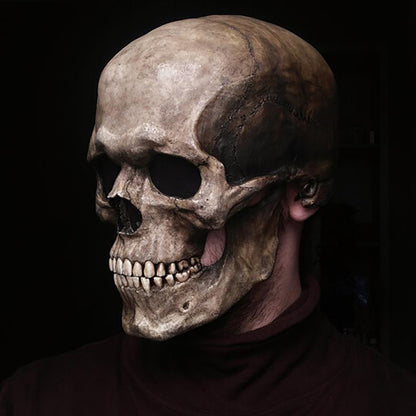 💀 Movable Jaw Skull Mask – Full Head Latex Helmet