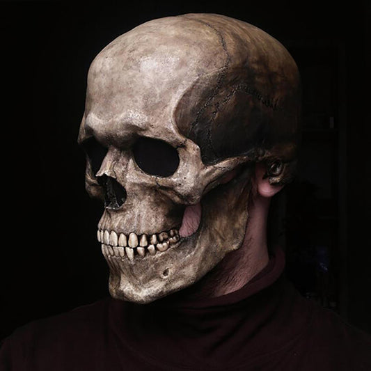 💀 Movable Jaw Skull Mask – Full Head Latex Helmet